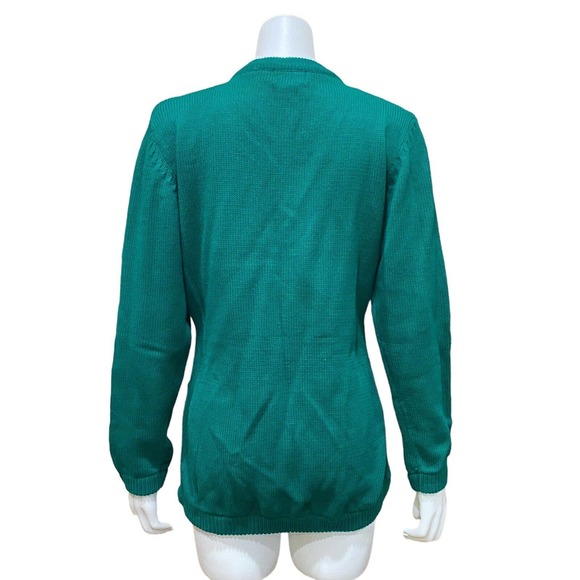 Vintage Green Cardigan Sweater  M - Picture 2 of 9